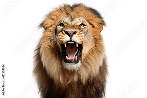 roaring lion isolated on white background