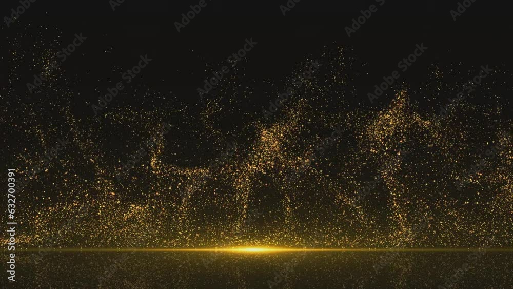 4K 3D Luxury golden confetti background luxury awards dust particles animation. Ceremony, event, holiday Shining dark gradient background. Anniversary, new year, event, Christmas, Festival, Diwali.