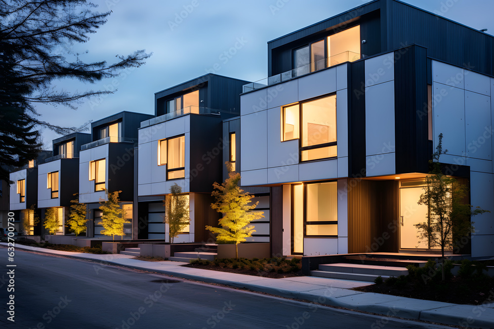 Modern modular private townhouses ai generated Modern modular private townhouses ai generated