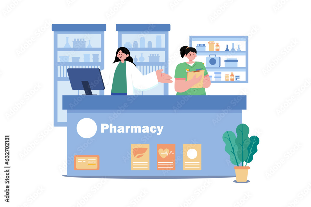 Obraz premium Pharmacy Assistant Illustration concept. Flat illustration isolated on white background