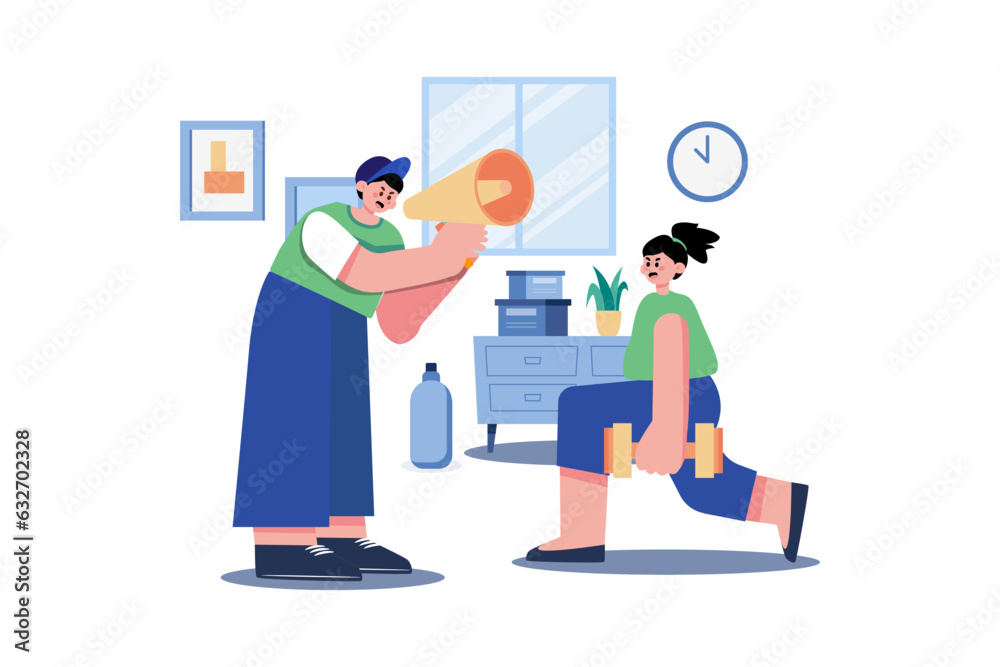 Personal Trainer Illustration concept. Flat illustration isolated on white background Personal Trainer Illustration concept. Flat illustration isolated on white background
