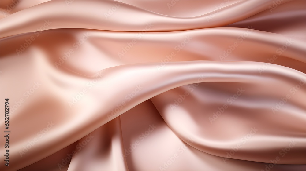 Fototapeta premium Rose Gold Silk Fabric Texture with Beautiful Waves. Elegant Background for a Luxury Product