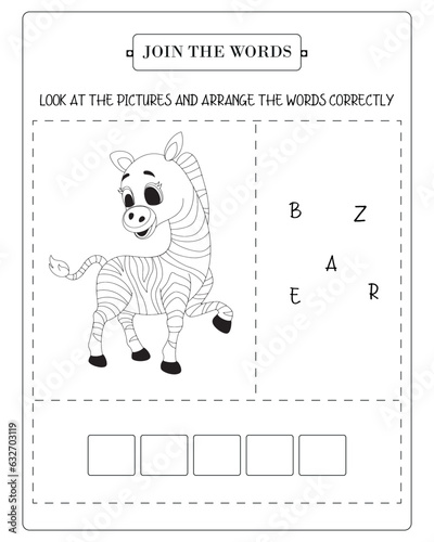 Arrange The Word Correctly Kids Worksheet, Word Teaching Material Kids Worksheet, Teaching Material for Children