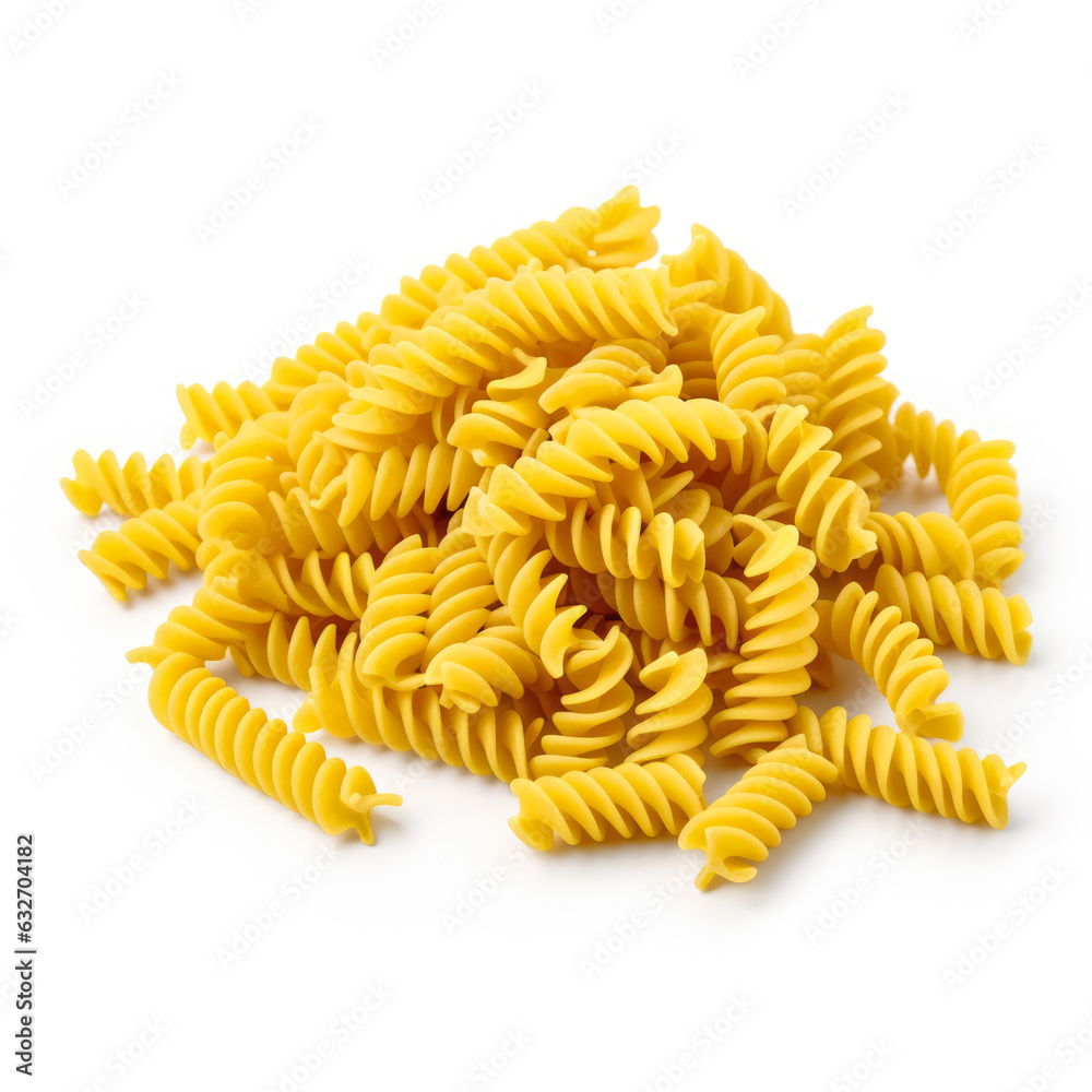 Rotini pasta isolated on white background side view Rotini pasta isolated on white background side view