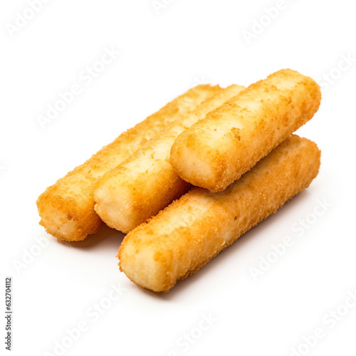 Mozzarella sticks isolated on white background side view 