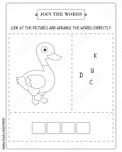 Arrange The Word Correctly Kids Worksheet, Word Teaching Material Kids Worksheet, Teaching Material for Children