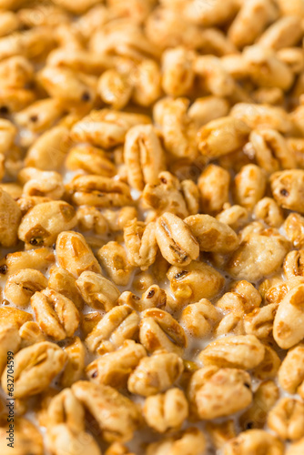 Healthy Sweet Puffed Wheat Breakfast Cereal