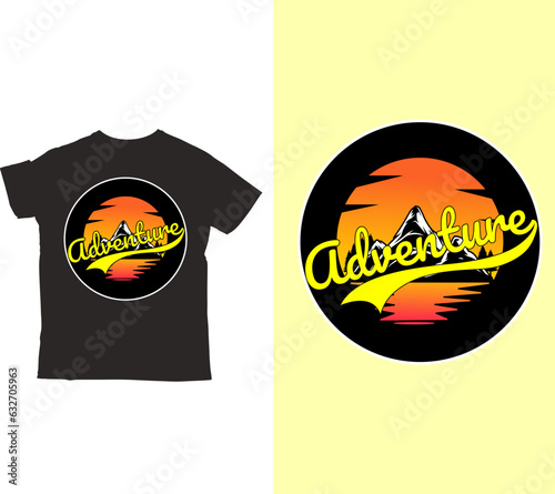 Adventure and traveler T-shirt with vector illustration and abstract design