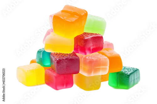 Isolated Pile of Colorful Jelly Candies on Transparent Background. Generative AI