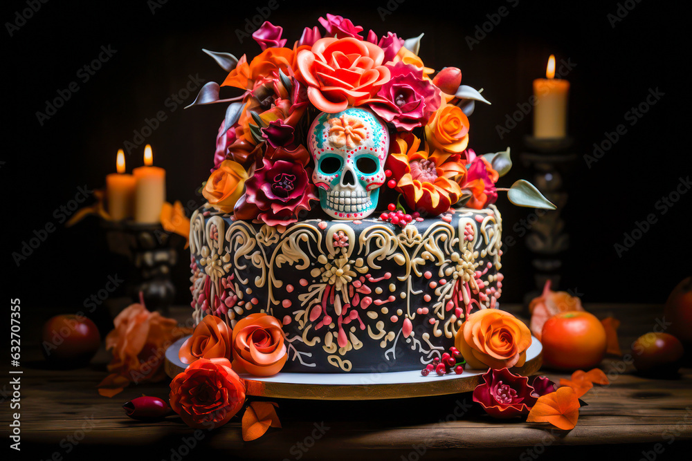 Day of the Dead cake dessert, gourmet food