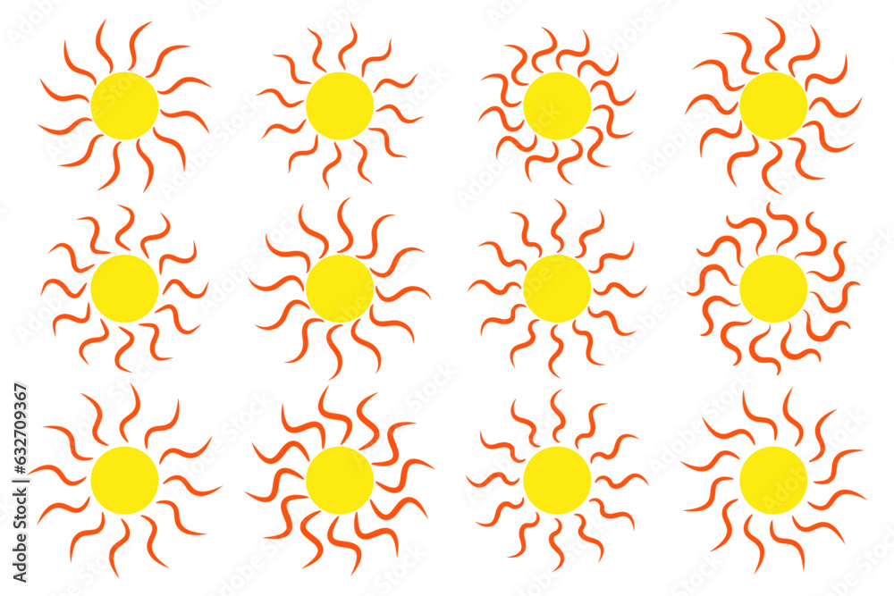 Fototapeta premium set of suns on white background