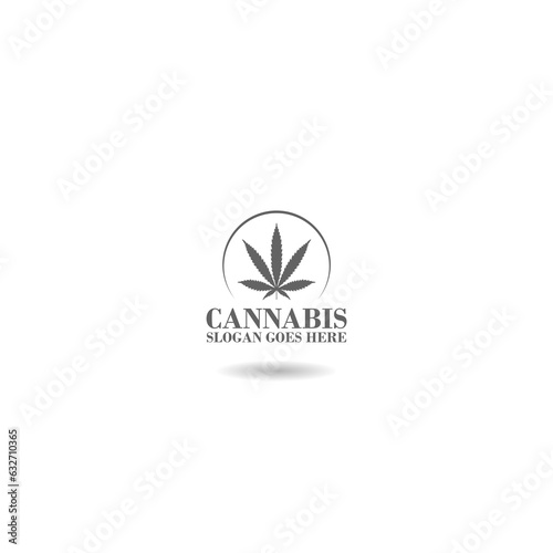 Cannabis leaf logo template with shadow