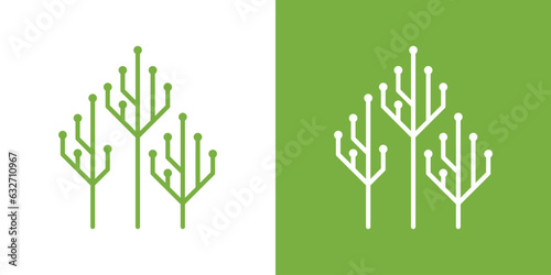 logo design element tree technology icon vector inspiration