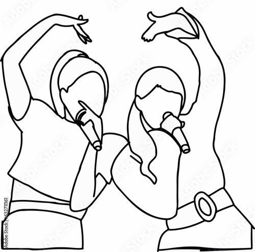 Illustration vector of Kpop fashion stage. idols of Koreans performing. K-pop female fashion idol. A girl in their performance outfit with a girl crush concept
