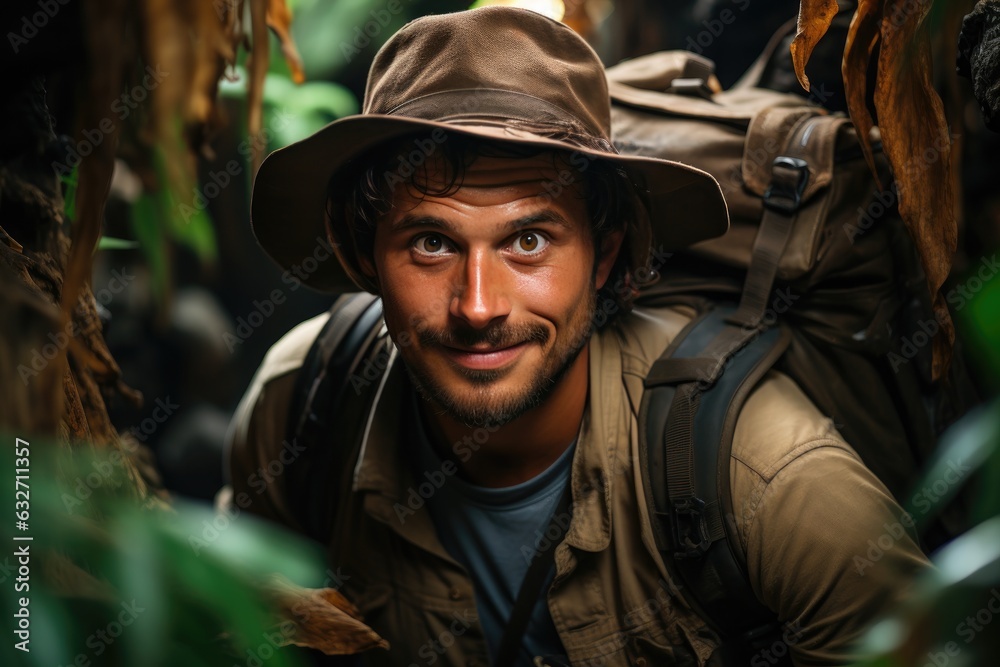 Intrepid Explorer Dressed In Safari Gear Uncovering Ancient Mysteries In A Haunted Jungle. Safari Gear, Intrepid Explorer, Haunted Jungle, Ancient Mysteries, Martial Arts Knowledge, Puzzles