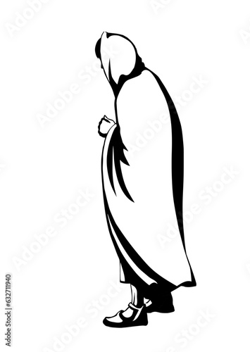 Vector drawing. Man in ancient clothes