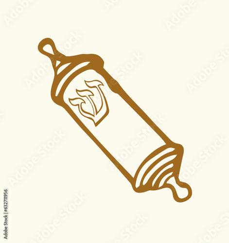 Vector drawing. Jewish box with torah. Mezuzah