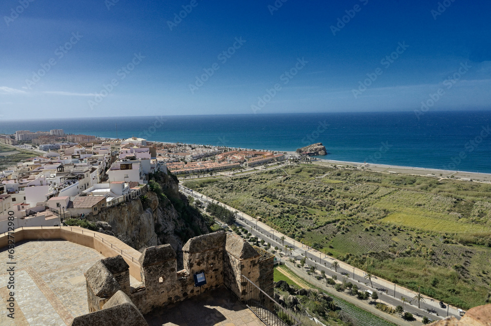Views of the city of Salobrena, Granada, Spain from its castle


