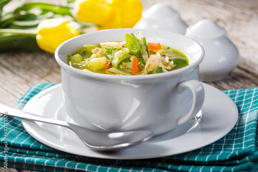 Fresh vegetable soup. Selective focus. Fresh vegetable soup. Selective focus.