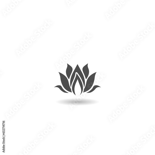 Candle and lotus symbol icon with shadow