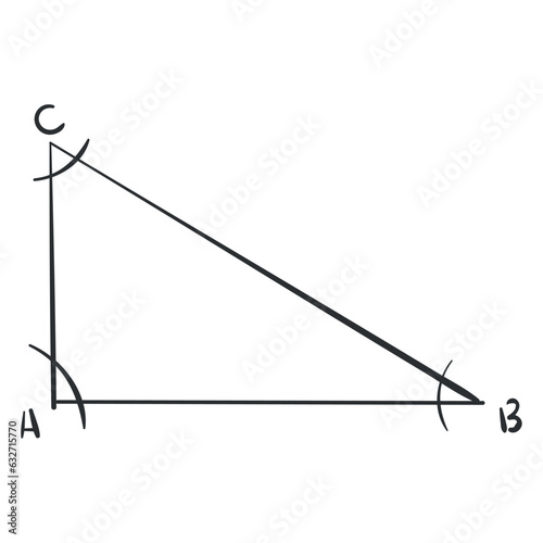 Isolated sketch of a triangle with angles Vector illustration