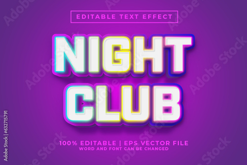 Night Club 3d Editable Text Effect Retro Style Premium Vector