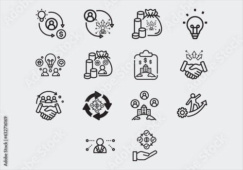 business and marketing  Vector Flat Line Icons