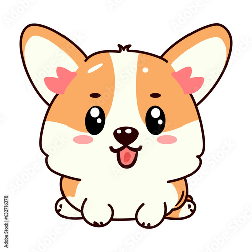 cute corgi dog kawaii pink vector illustration