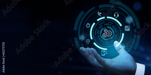 Technical support Customer service globally, 24 hours, any location Business technology concept.