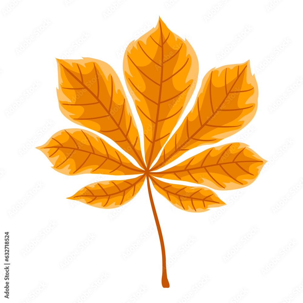 Naklejka premium Illustration of chestnut leaf. Decorative autumn foliage.