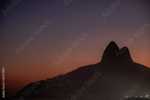 Two Brothers Mountain in Ipanema Beach during Sunset, Rio de Janeiro.