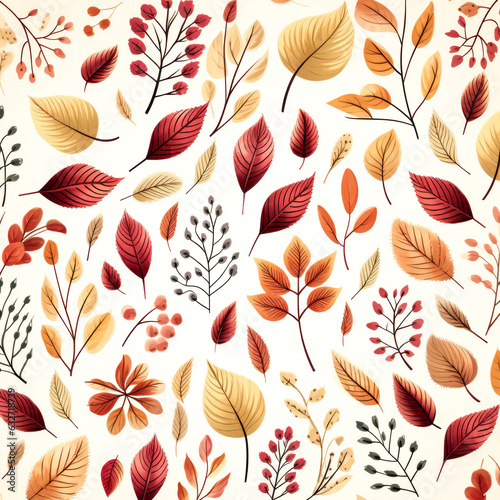 A vivid autumn pattern stands out against a light background.