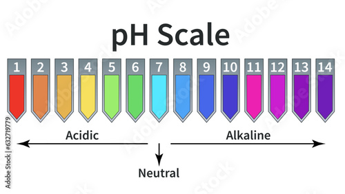 Acid-base balance level. PH scale. Paper chemical test for acid-base level