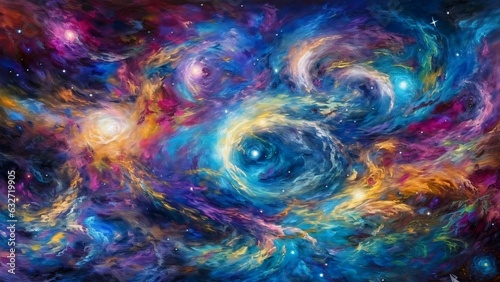 celestial nebula swirls in vibrant colors  abstract space background  generative ai