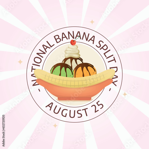 national banana split day design template good for celebration. banana split illustration design. vector illustration. flat design. eps 10.