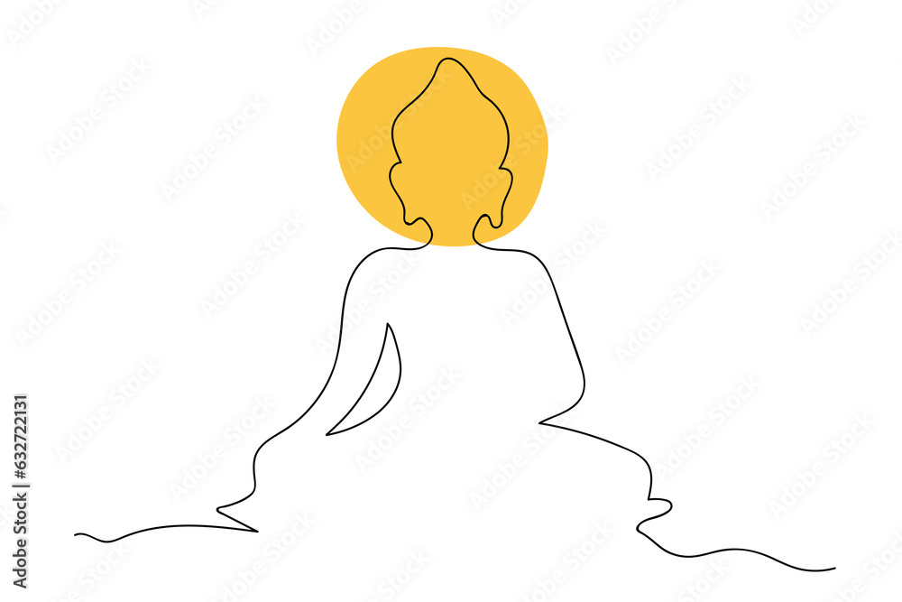 One line drawing style of sitting buddha statue on a white background. One line drawing style of sitting buddha statue on a white background.