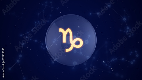 Capricorn Zodiac Sign with a Constellation Background 
