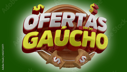 selo 3d ''ofertas dia do gaúcho''