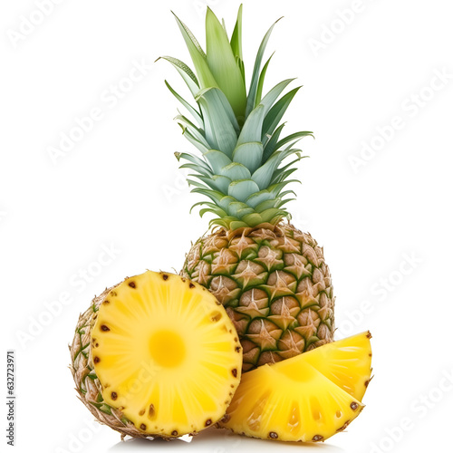 Pineapple on white with white background