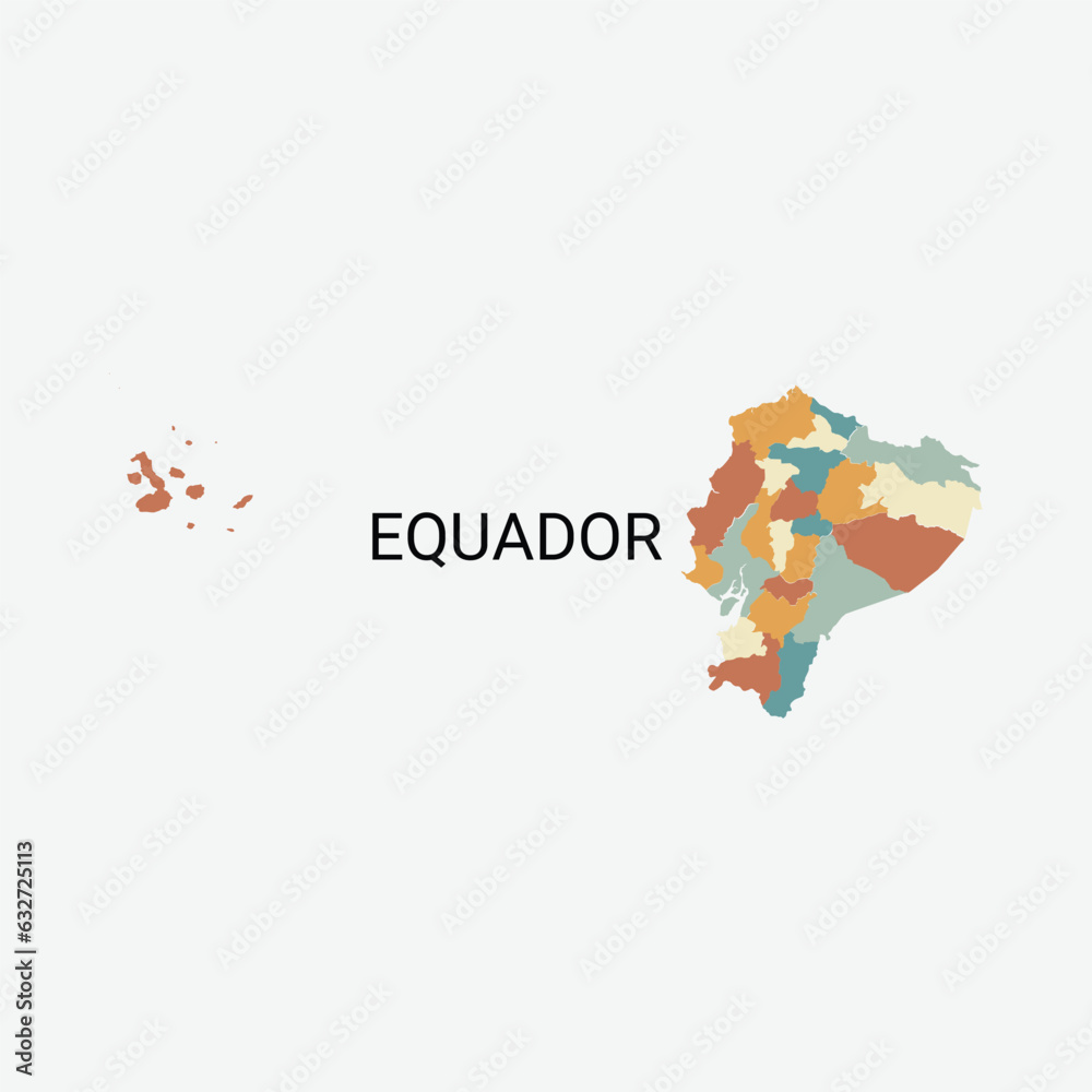 Obraz premium Equador Vector Map and Administrative Divisions 