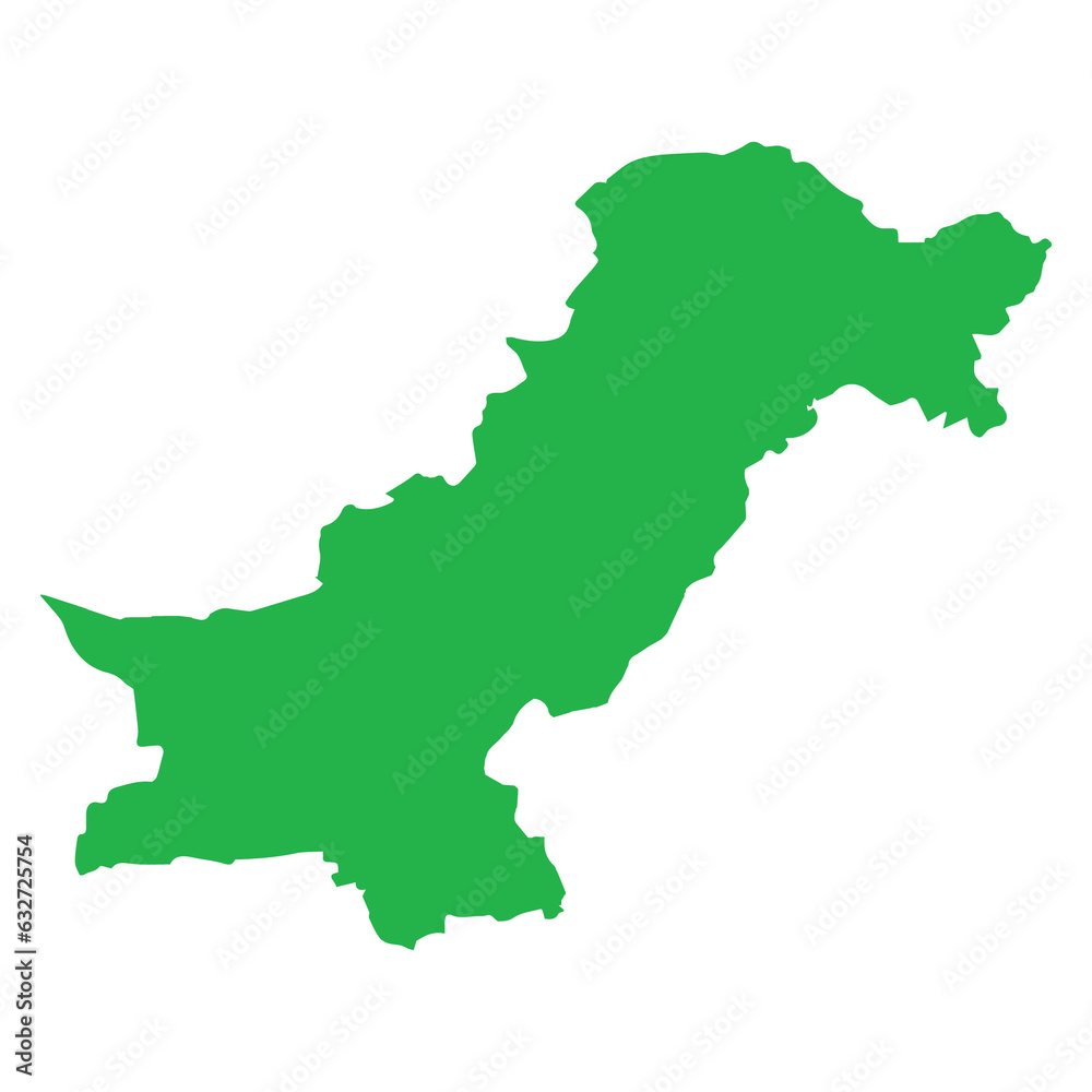 Pakistan Map Green Fill No Outline Extended Version In PNG