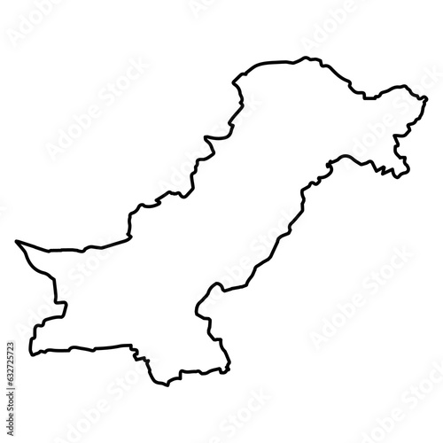 Pakistan Map Black Stroke Outline Extended Version In PNG