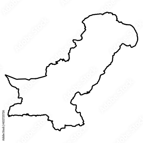 Pakistan Map Black Stroke Outline Version In PNG