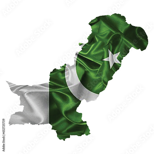 Pakistan Map Filled With Flag Waving Version In PNG