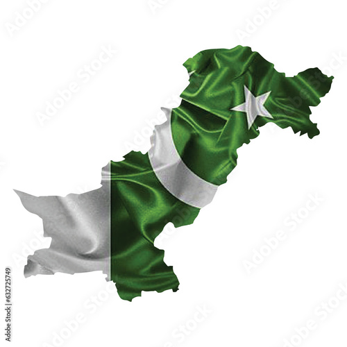 Pakistan Map Filled With Flag Waving Extended Version In PNG