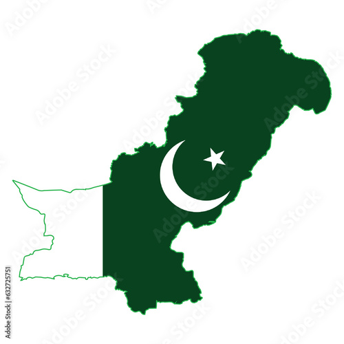 Pakistan Map Filled With Vector Flag Version In PNG