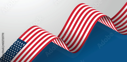 American waving flag ribbon background 