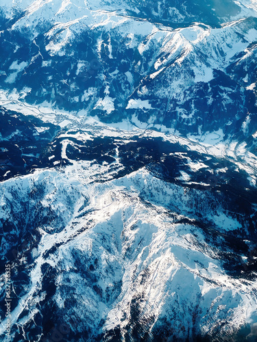 Aerial view of Kleinarl ski region in Austrian alps in Winter photo