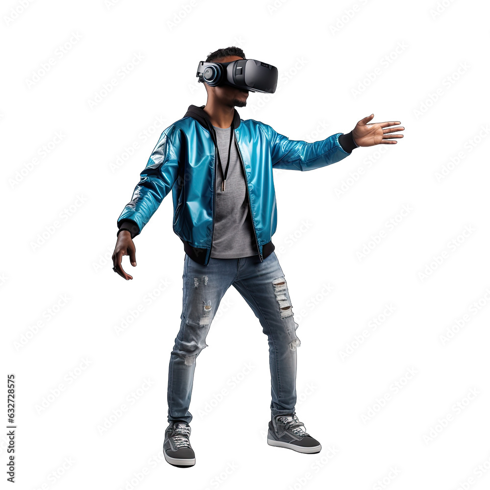 Virtual reality experience with VR headset on transparent background, generative ai Virtual reality experience with VR headset on transparent background, generative ai