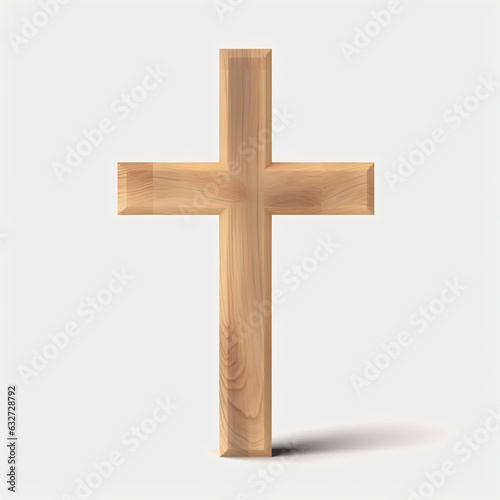 A wooden cross on a white background Generative Ai
